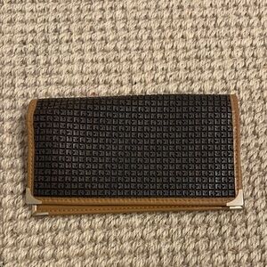 Vintage Ted Lapidus Paris Brown and Tan Document Photo Wallet EUC